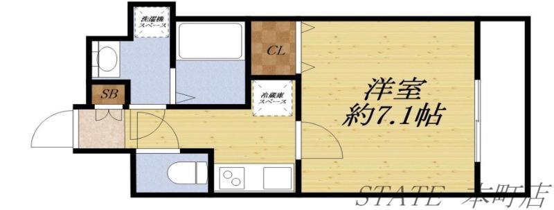 W-SYLE大阪谷町(1K/8階)の間取り写真