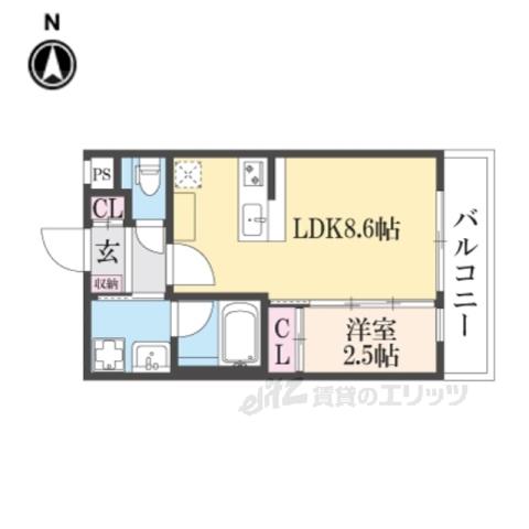 ESTRUTHKYOTO2(1LDK/4階)の間取り写真