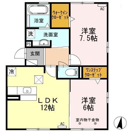 オルテンシア(2LDK/1階)の間取り写真