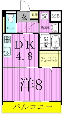 サンライズガーデン(1DK/2階)の間取り写真