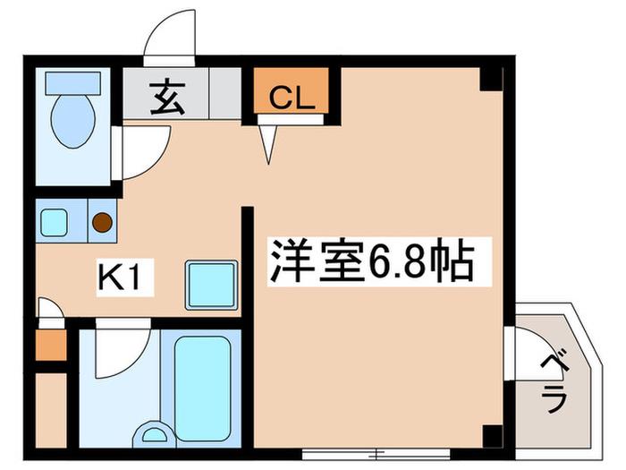 京王線 西調布駅 徒歩11分 3階建 築24年(1K/2階)の間取り写真