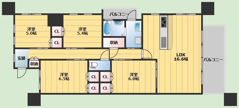 シティテラス千里桃山台(4SLDK/2階)の間取り写真