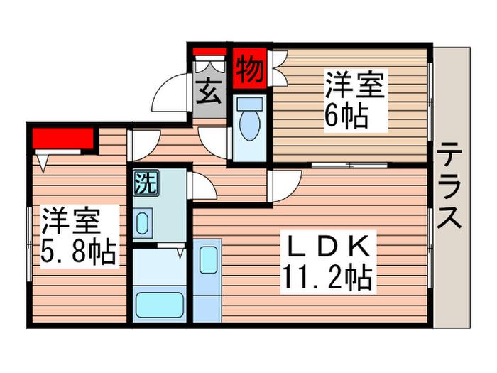サンフレンドハイツA(2LDK/1階)の間取り写真