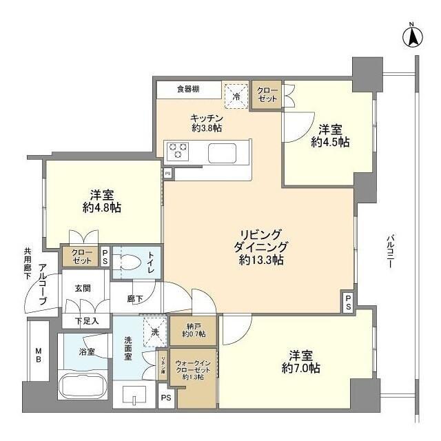 パークホームズ中村橋セントラルプレイス(3LDK/4階)の間取り写真