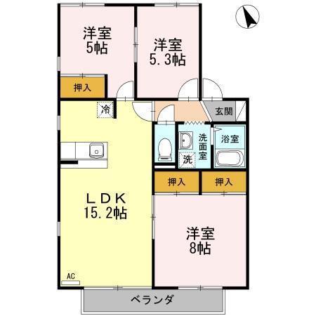 キングスクラブハウス8(3LDK/2階)の間取り写真