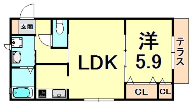ラポール(1LDK/1階)の間取り写真