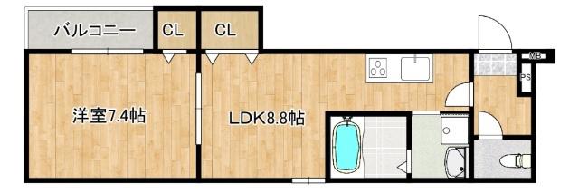フジパレス長洲公園III番館(1LDK/2階)の間取り写真