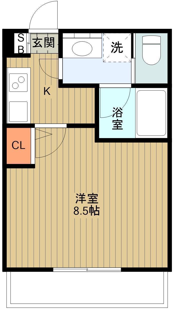 グローリー K(1K/3階)の間取り写真