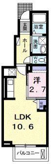 シャムロック春日II(1LDK/1階)の間取り写真