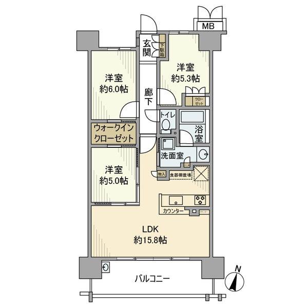 プレミストひばりが丘(3LDK/9階)の間取り写真