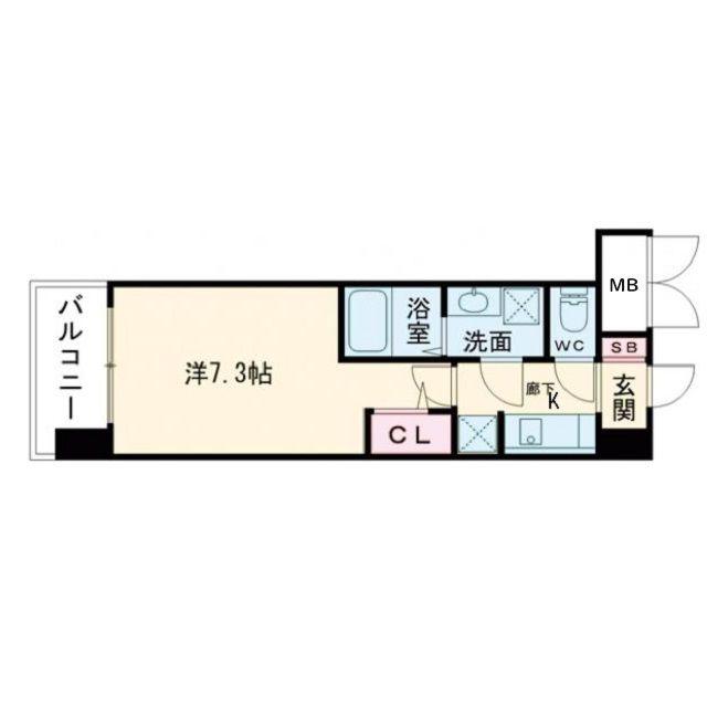S-RESIDENCE大阪同心(1K/4階)の間取り写真
