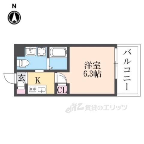 オリーブミネット郡山九条(1K/2階)の間取り写真