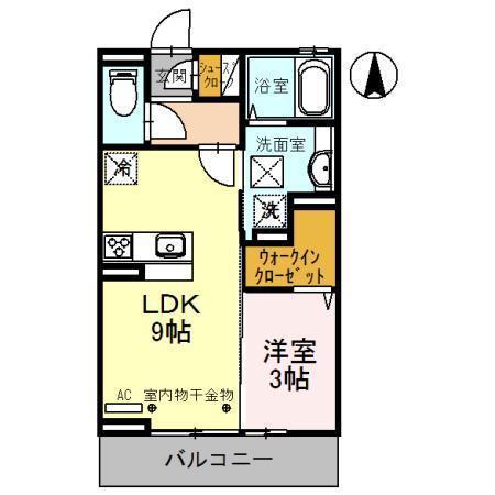 ウイステリア(1LDK/2階)の間取り写真
