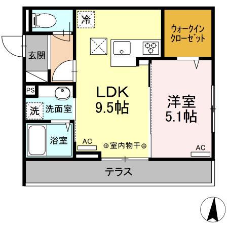 アビタシオン中央林間(1LDK/1階)の間取り写真