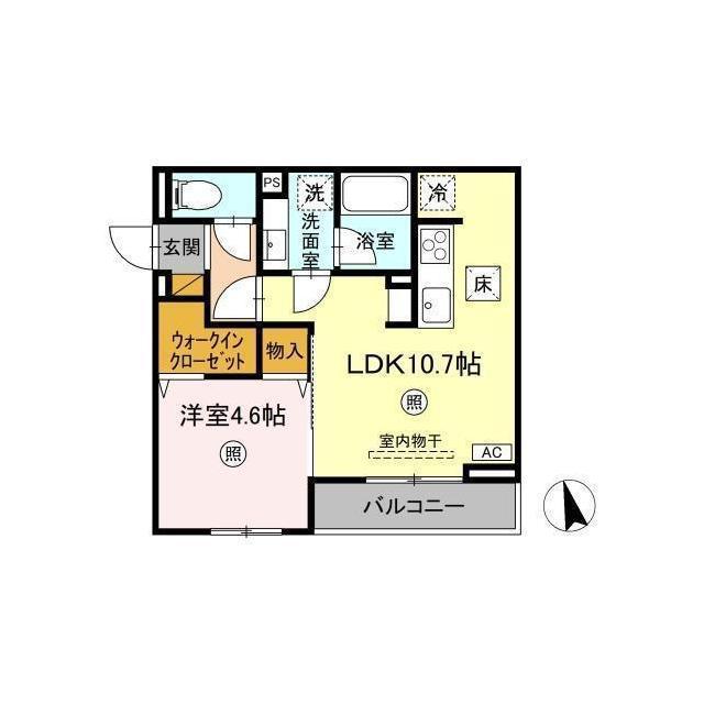 D‐INVEST東原A(1LDK/3階)の間取り写真