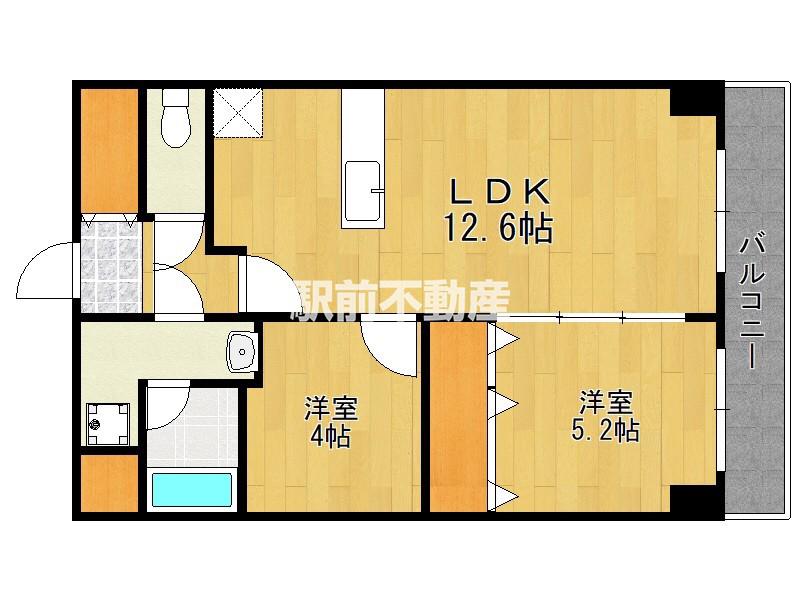 S-FORT佐賀天神(1SLDK/9階)の間取り写真