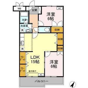 ミヤマヒルズ(2LDK/3階)の間取り写真