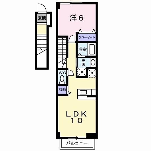 サンピアス江川(1LDK/2階)の間取り写真