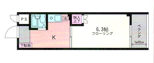 ステップビル(1DK/3階)の間取り写真