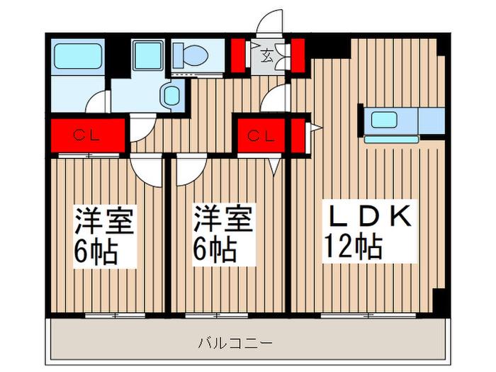 セレッソプラーサ(2LDK/3階)の間取り写真