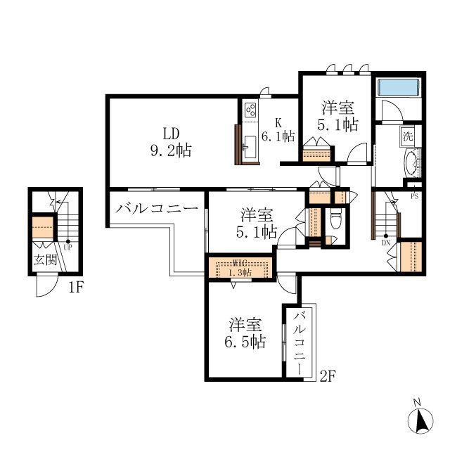 BAMBOU DEUX(3LDK/2階)の間取り写真