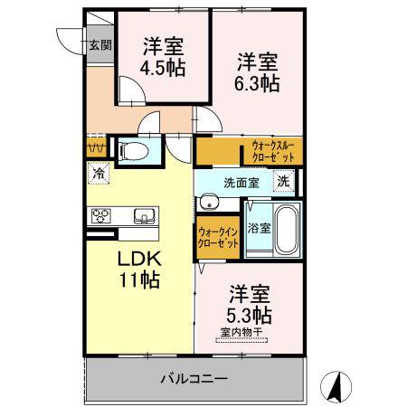 BONHEUR A VOUS(3LDK/3階)の間取り写真