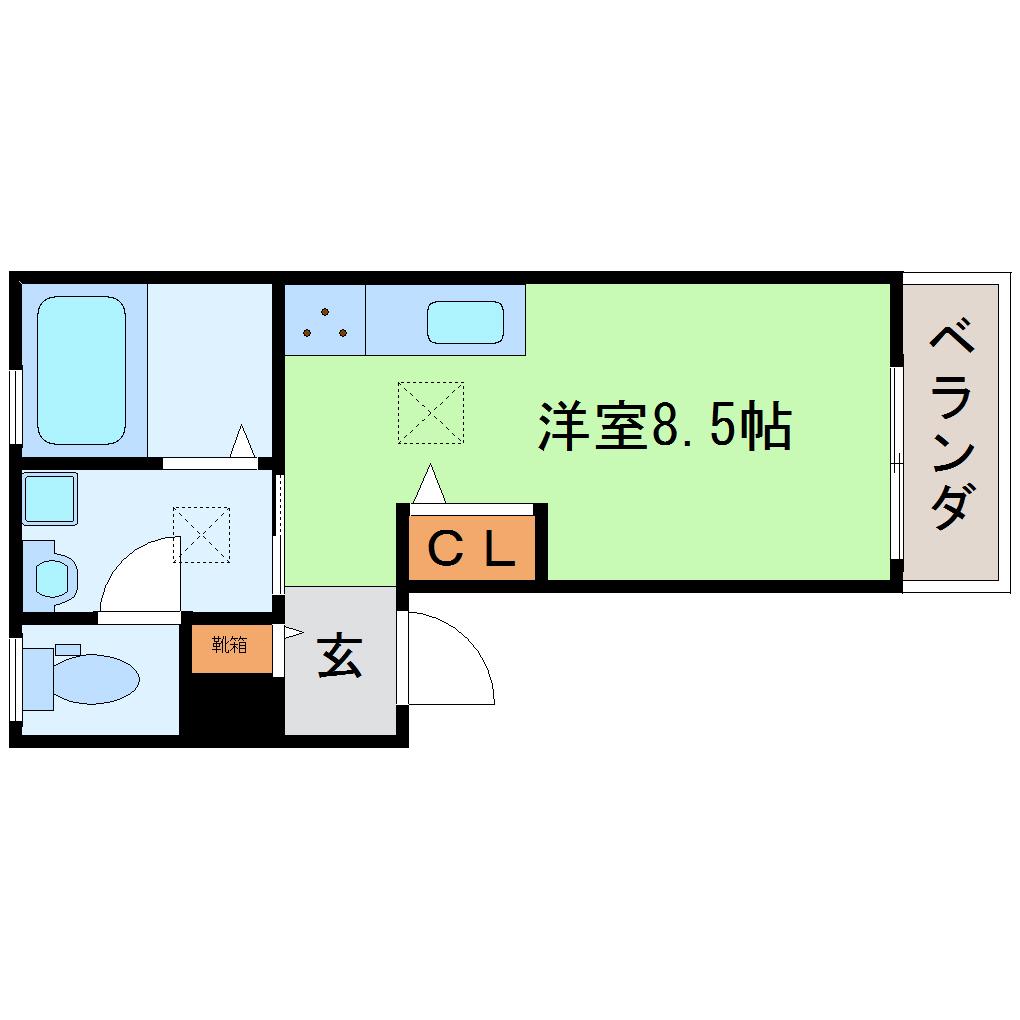 ヴァンベール東山(ワンルーム/2階)の間取り写真