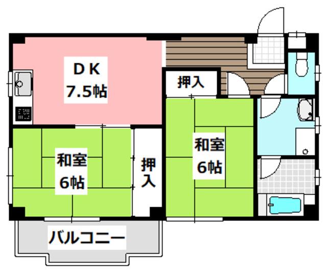 グリーンハイツ(2DK/3階)の間取り写真
