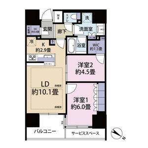 ザ・パークハウス神戸三宮(2LDK/9階)の間取り写真