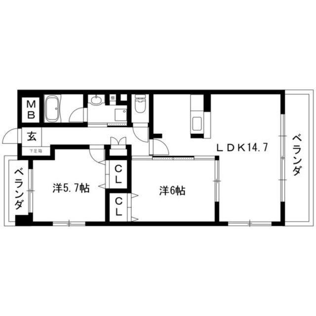 サンマール鳥居通(2LDK/2階)の間取り写真