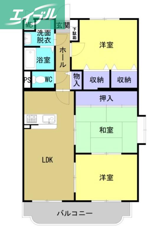 エスペランス(3LDK/3階)の間取り写真