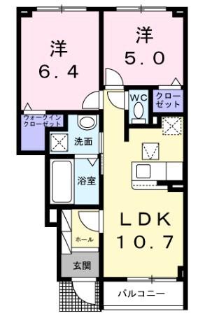ノーブルゼファー(2LDK/1階)の間取り写真