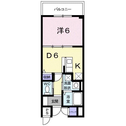 パールヒルズ入江町(1DK/4階)の間取り写真
