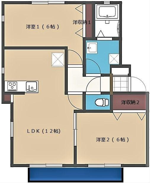 トレゾール藤間(2LDK/2階)の間取り写真