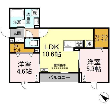 セレスティア江北II(2LDK/3階)の間取り写真