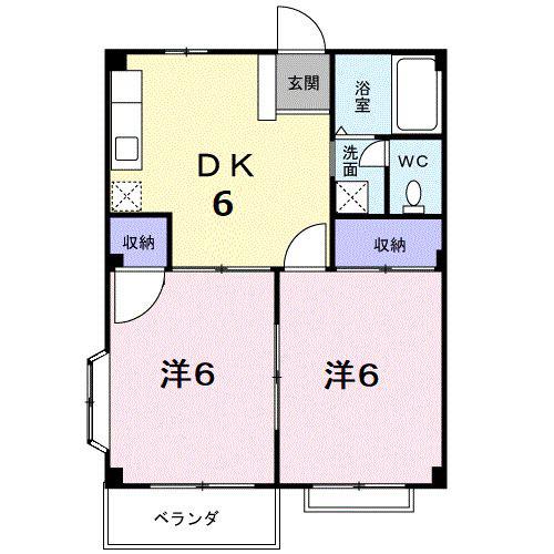 エルディム夢街(2DK/2階)の間取り写真
