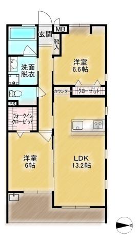 GARDEN大和田(2LDK/2階)の間取り写真