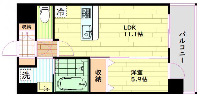 スプランディッド梅田北(1LDK/4階)の間取り写真
