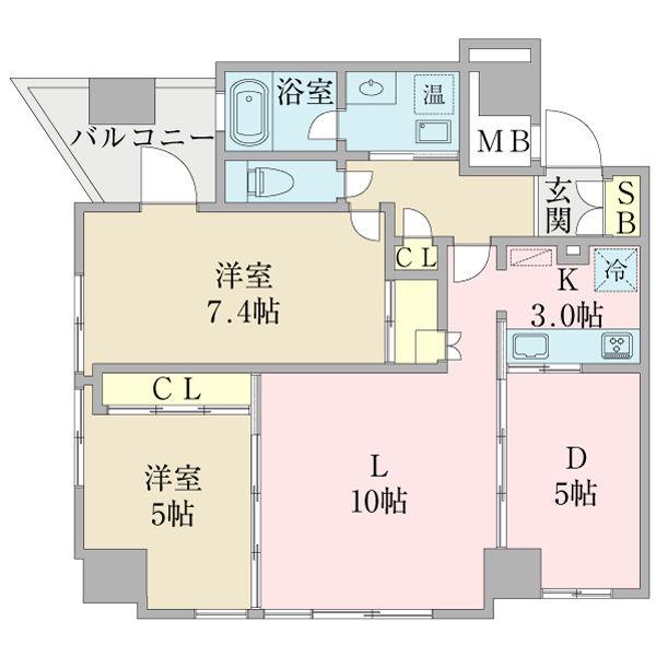 YZ MAHOROBA(2LDK/11階)の間取り写真