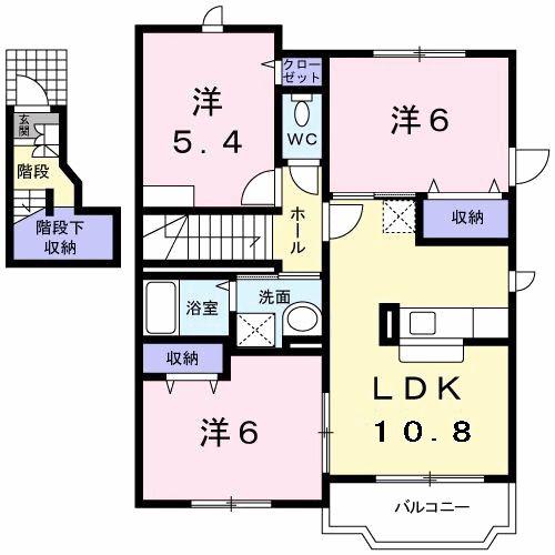 プリムヴェールA(3LDK/2階)の間取り写真