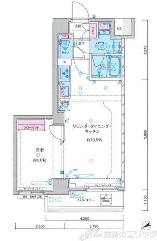 ジェノヴィア鐘ヶ淵(1LDK/5階)の間取り写真