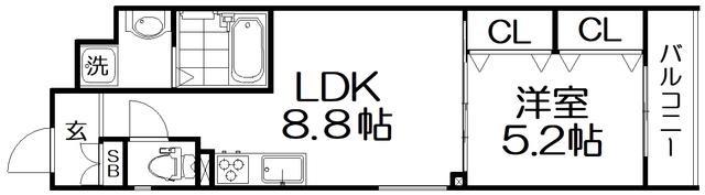 ラモーナ出口(1LDK/2階)の間取り写真