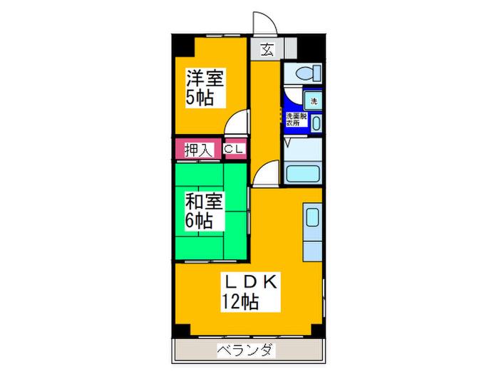ウッドファイブ2(2LDK/1階)の間取り写真