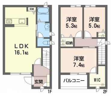 ディアスハリマ(3LDK/1階)の間取り写真