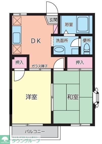 クリスタルハイツ(2DK/2階)の間取り写真
