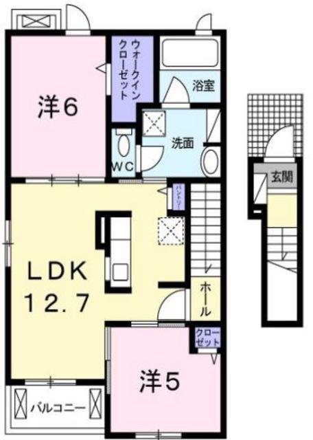 サンリット北野Ⅰ(2LDK/2階)の間取り写真