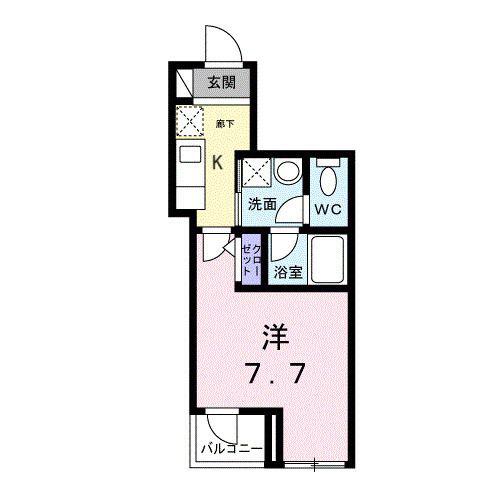 ライズ脇田町 B館(1K/4階)の間取り写真