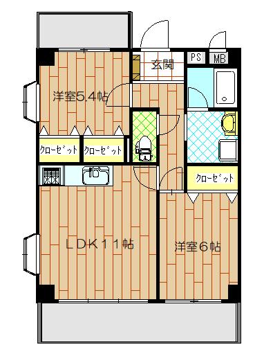 高島平サン・マロニエ(2LDK/4階)の間取り写真
