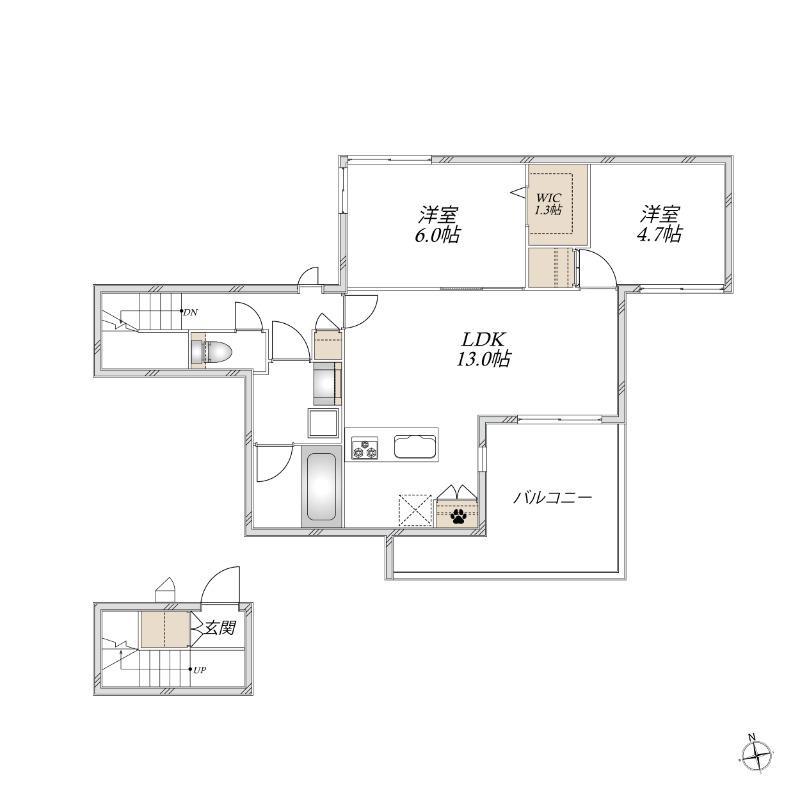 CASA CLAIR(2LDK/2階)の間取り写真