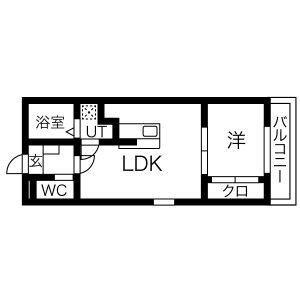 OHKI西日置(1LDK/1階)の間取り写真